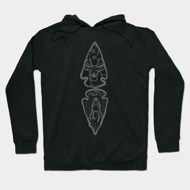 Arrowheads Whitetail Deer and Skull "October Hunted" Hoodie by Boreal-Witch